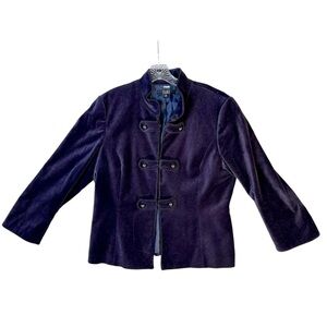 Alex Marie Purple Blue Velvet Military Style Jacket Women’s Size 14